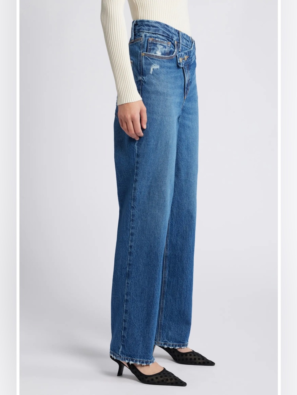 Good American 90s Double Button Crossover Waistband Jeans - Size 8/29”